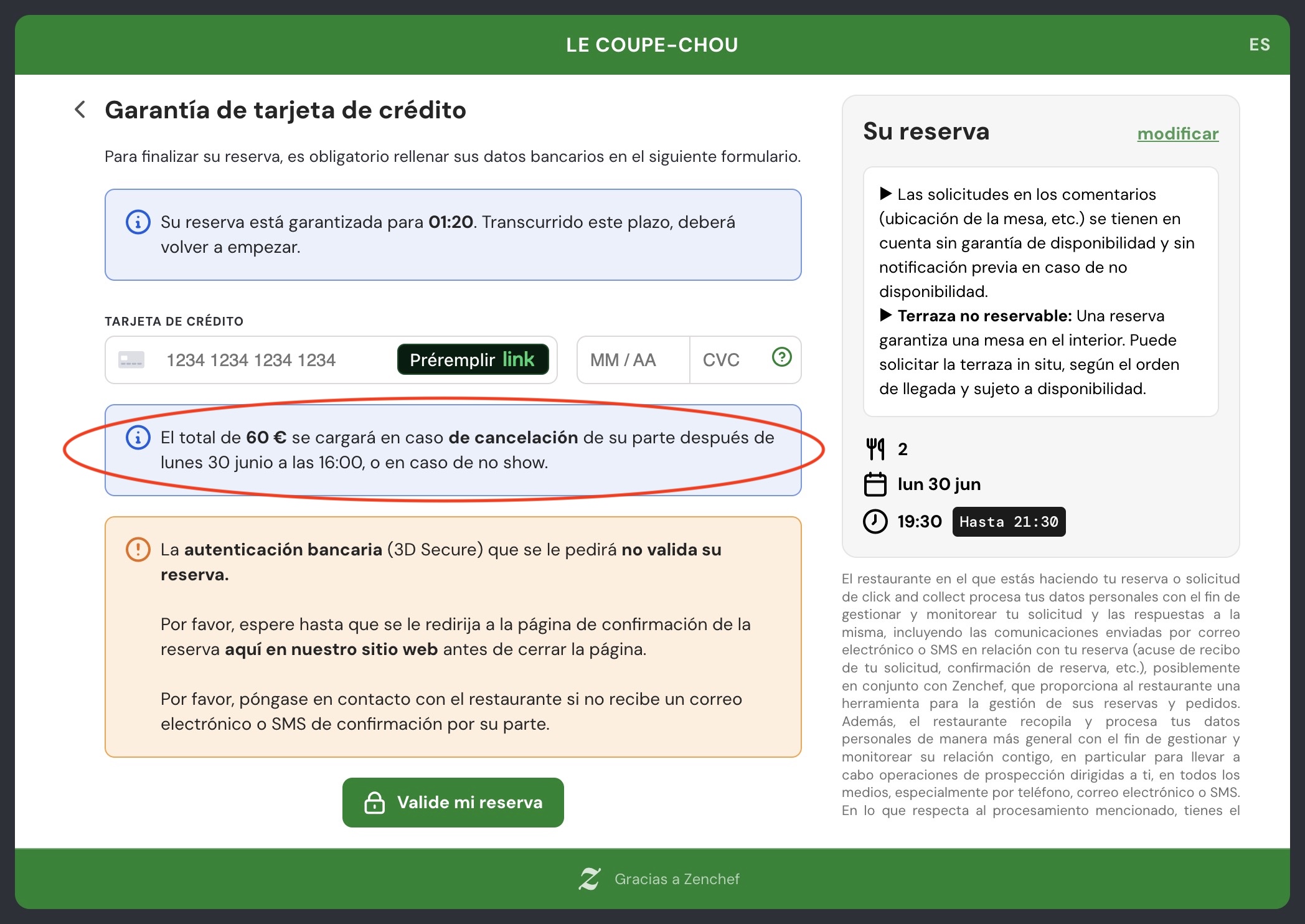 Empreinte bancaire (ES)